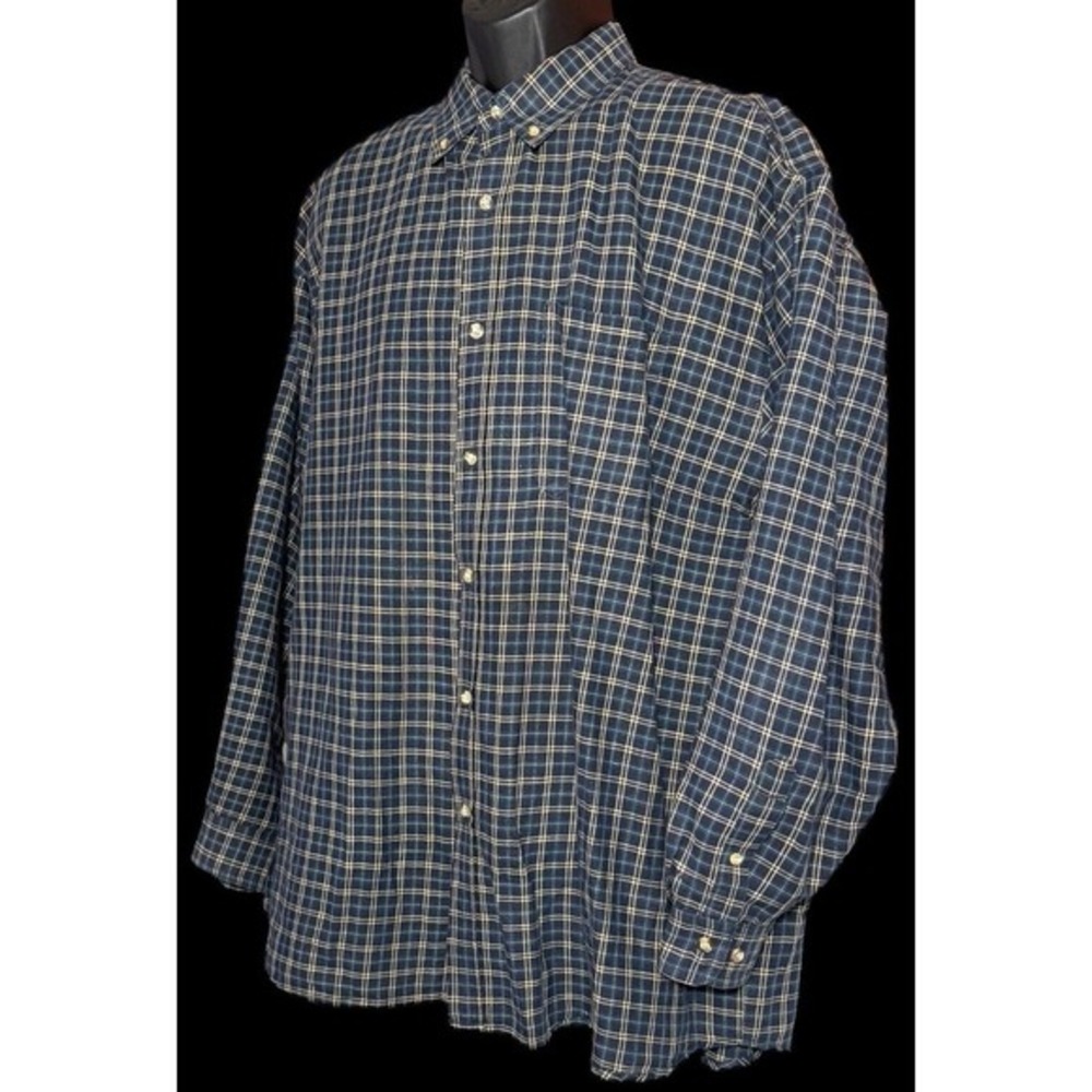 Faded Glory Authentic Button-Up Shirt Men's Long Sleeve Blue Plaid Size XL - Picture 2 of 10